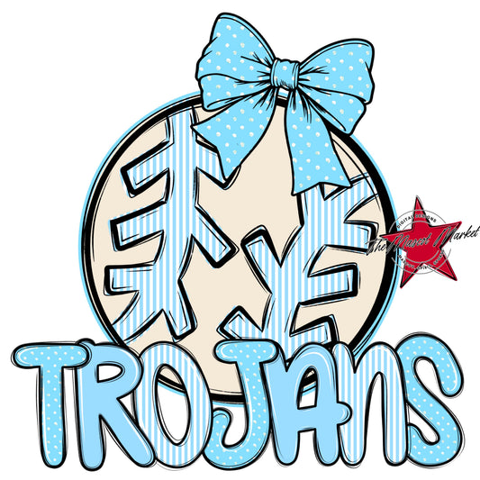 Trojans Baseball-Softball Spirit Design-Columbia Blue