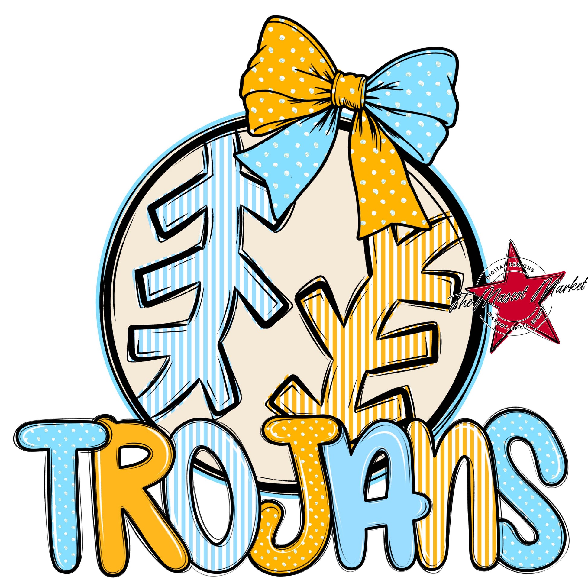 Trojans Baseball-Softball Spirit Design-Columbia Blue & Yellow