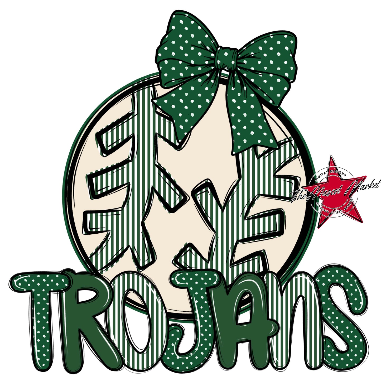Trojans Baseball-Softball Spirit Design-Green