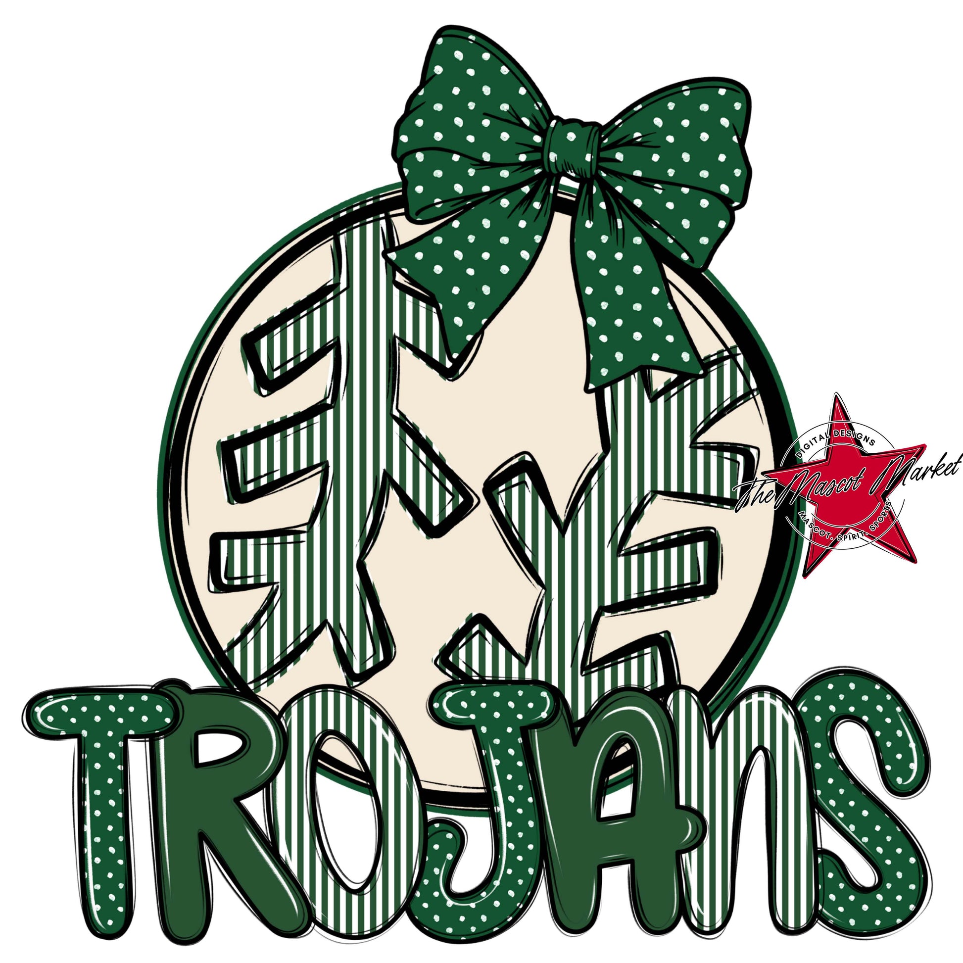 Trojans Baseball-Softball Spirit Design-Green