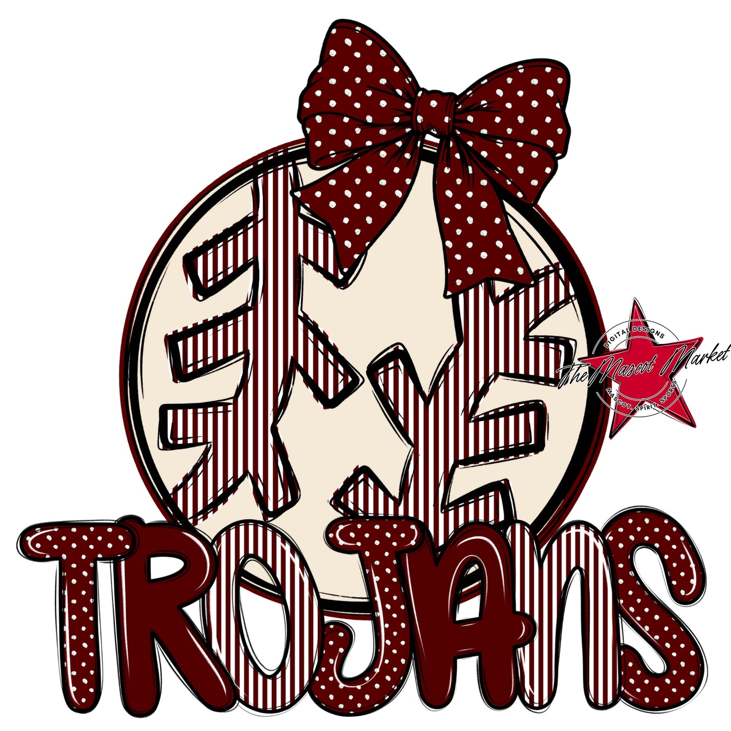 Trojans Baseball-Softball Spirit Design-Maroon