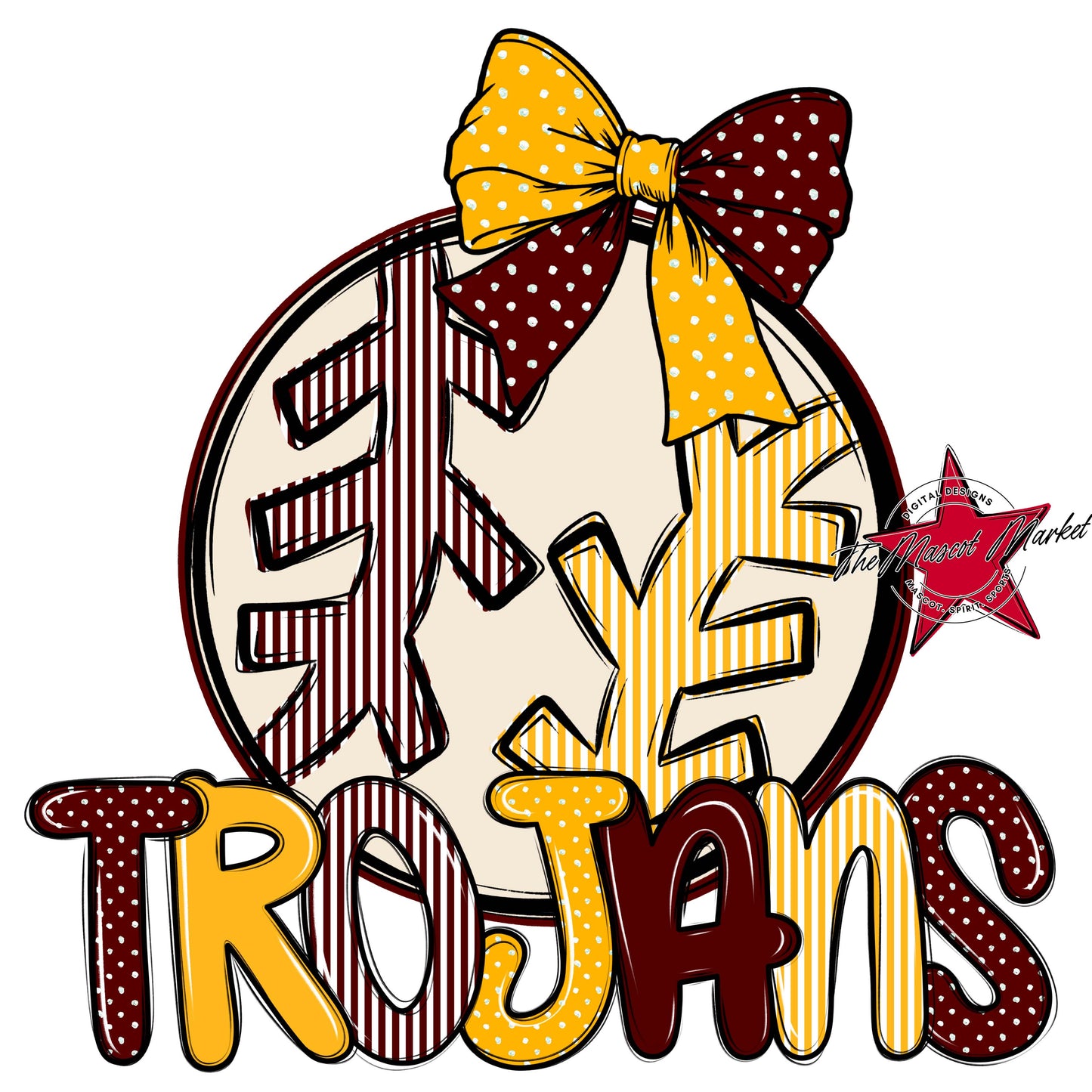 Trojans Baseball-Softball Spirit Design-Maroon & Yellow
