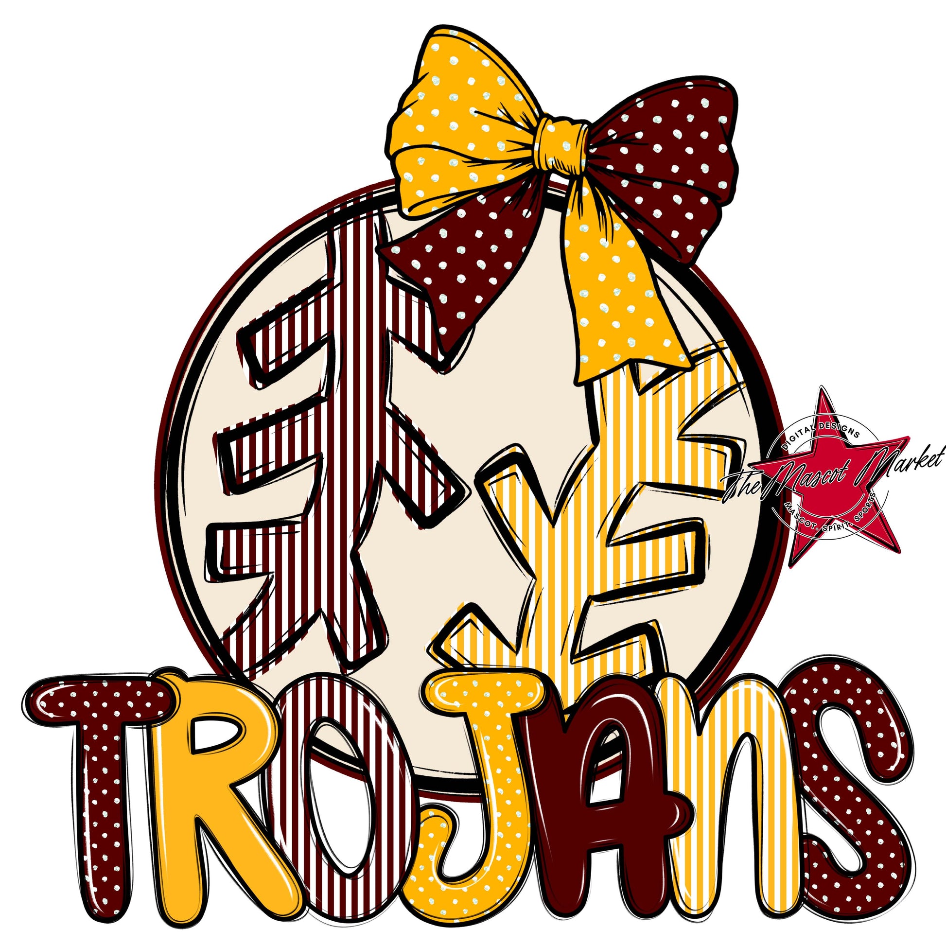 Trojans Baseball-Softball Spirit Design-Maroon & Yellow