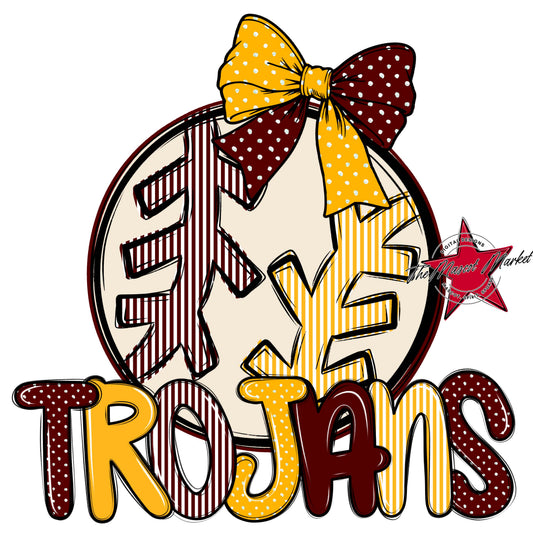 Trojans Baseball-Softball Spirit Design-Maroon & Yellow