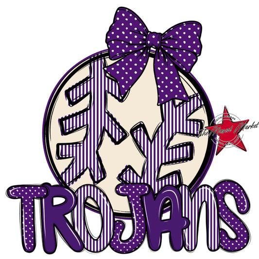 Trojans Baseball-Softball Spirit Design-Purple