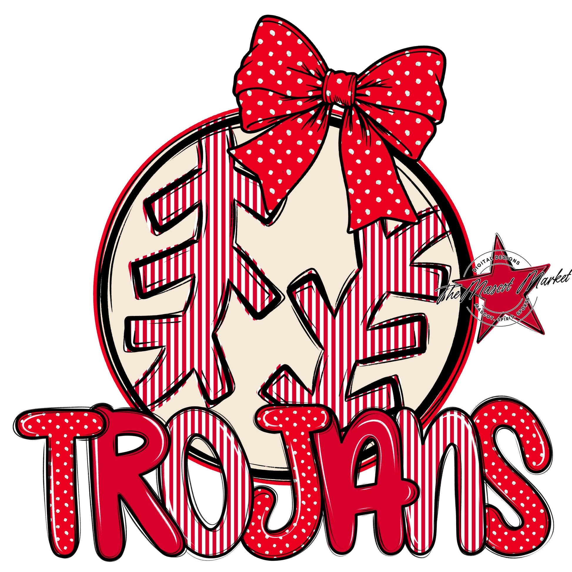 Trojans Baseball-Softball Spirit Design-Red
