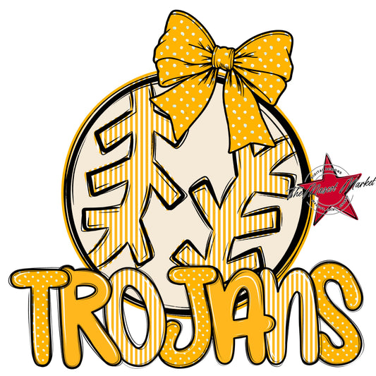 Trojans Baseball-Softball Spirit Design-Yellow