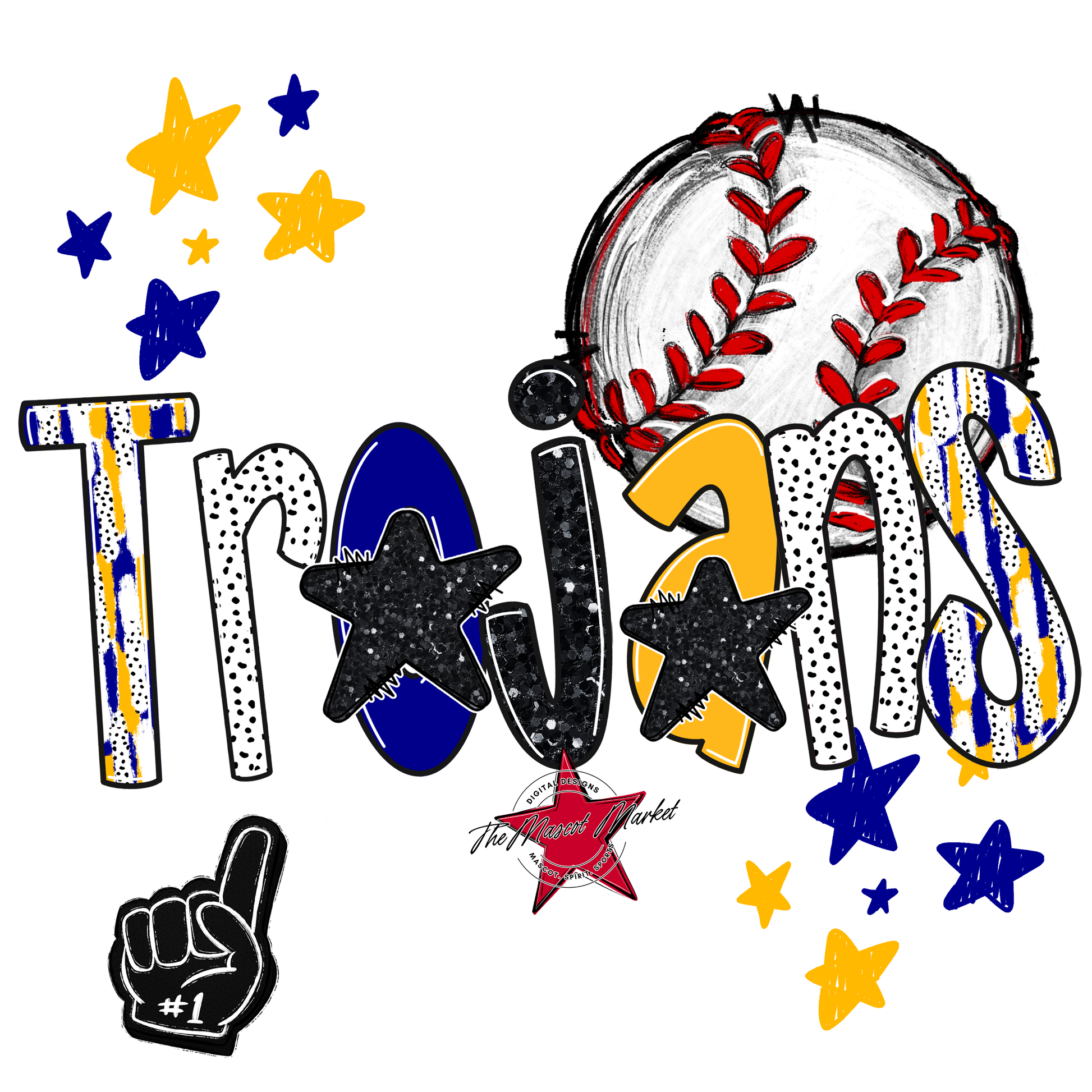 Trojans Baseball Scrape-Blue-Yellow