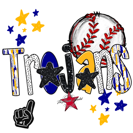 Trojans Baseball Scrape-Blue-Yellow