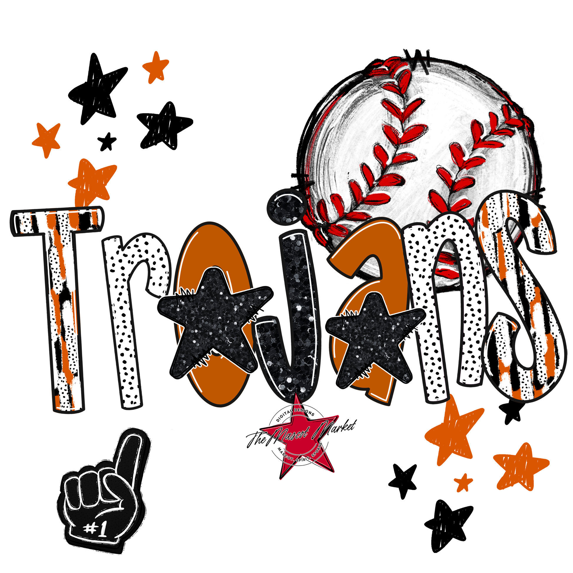 Trojans Baseball Scrape-Burnt Orange