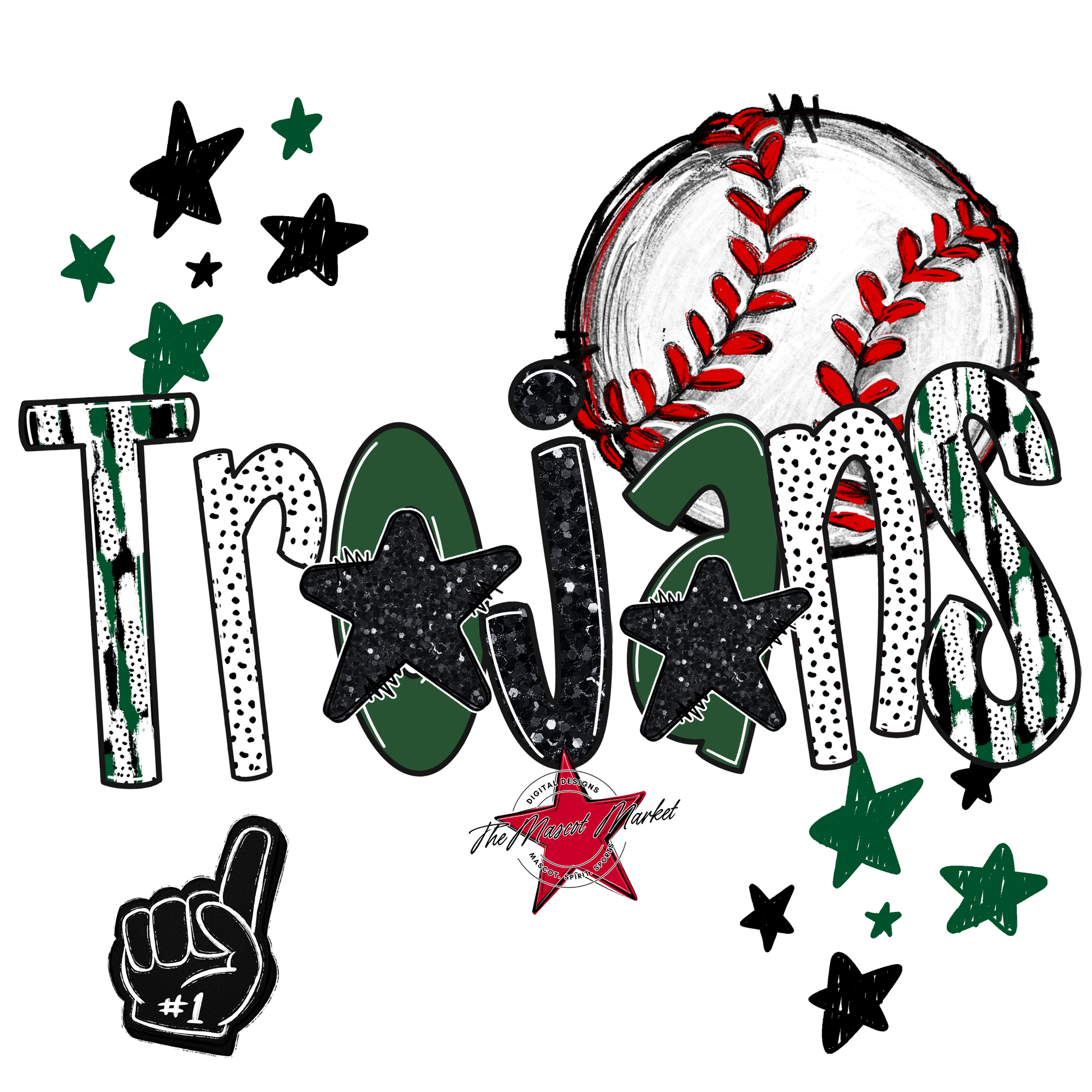 Trojans Baseball Scrape-Green