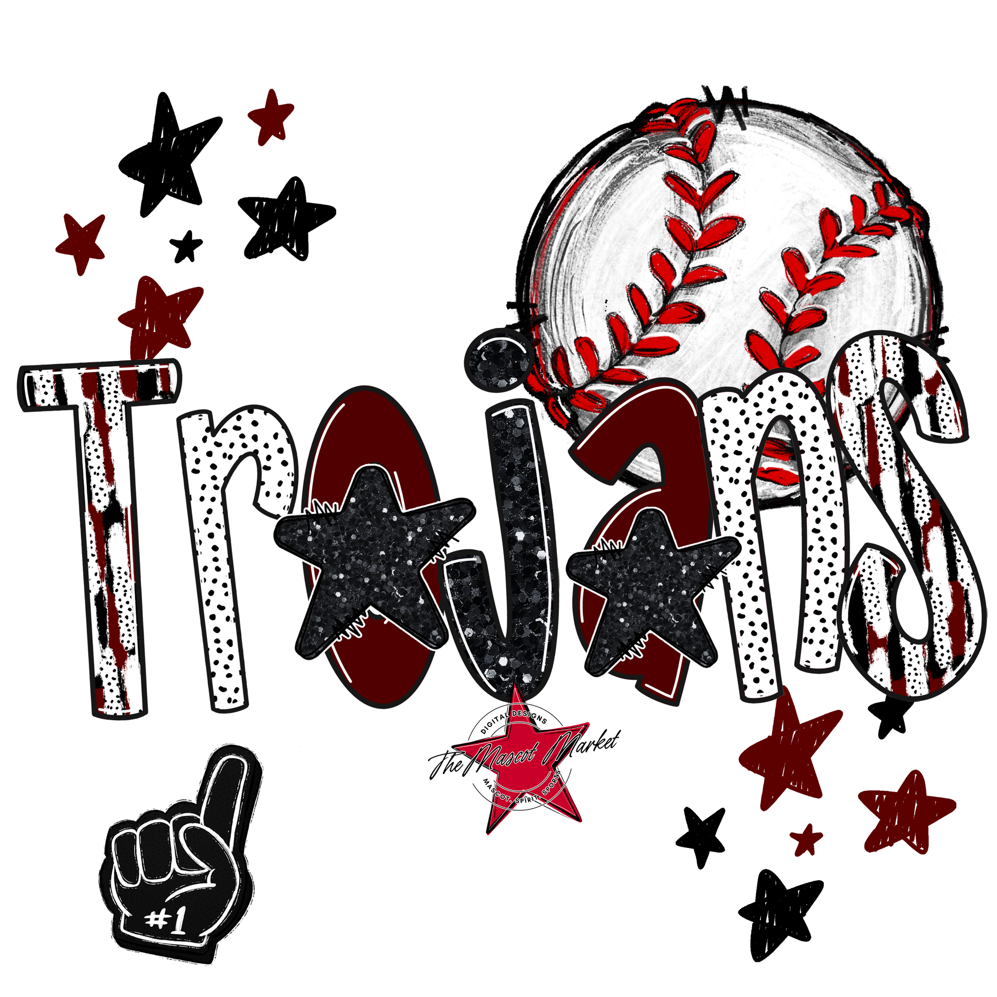 Trojans Baseball Scrape-Maroon