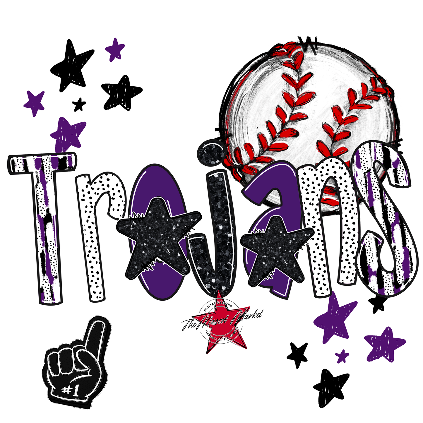 Trojans Baseball Scrape-Purple