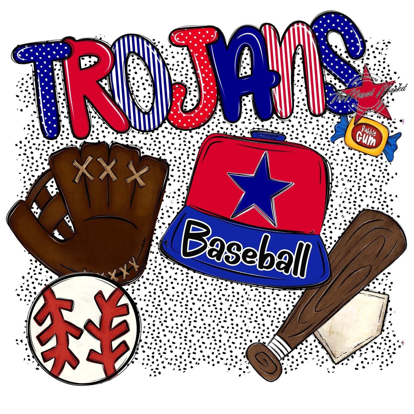 Trojans Baseball Spirit-Blue & Red