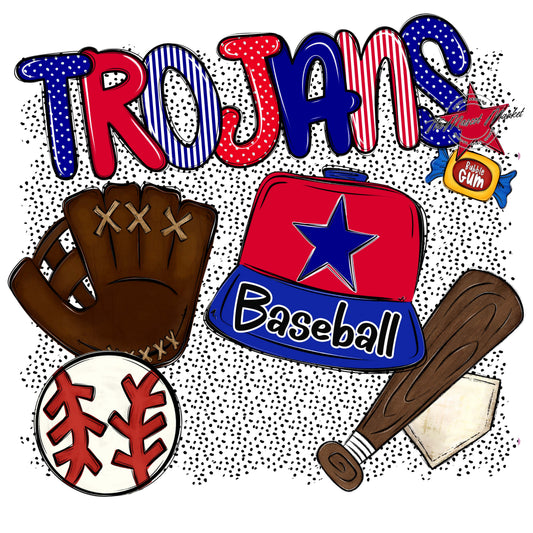 Trojans Baseball Spirit-Blue & Red