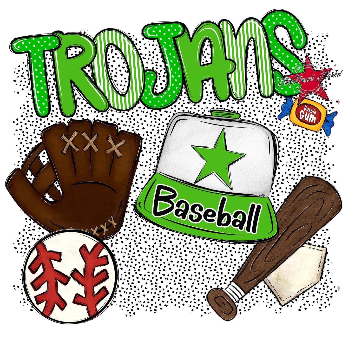 Trojans Baseball Spirit-Bright Green