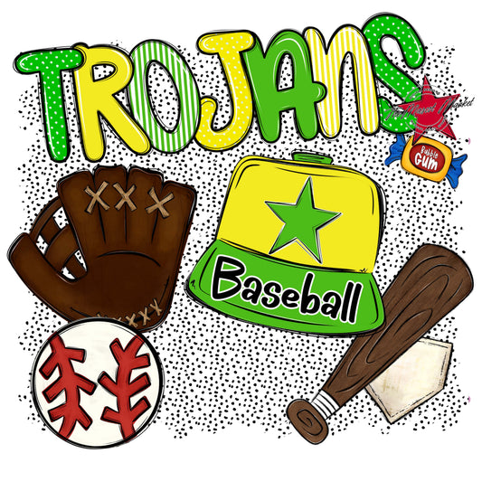 Trojans Baseball Spirit-Bright Green & Bright Yellow