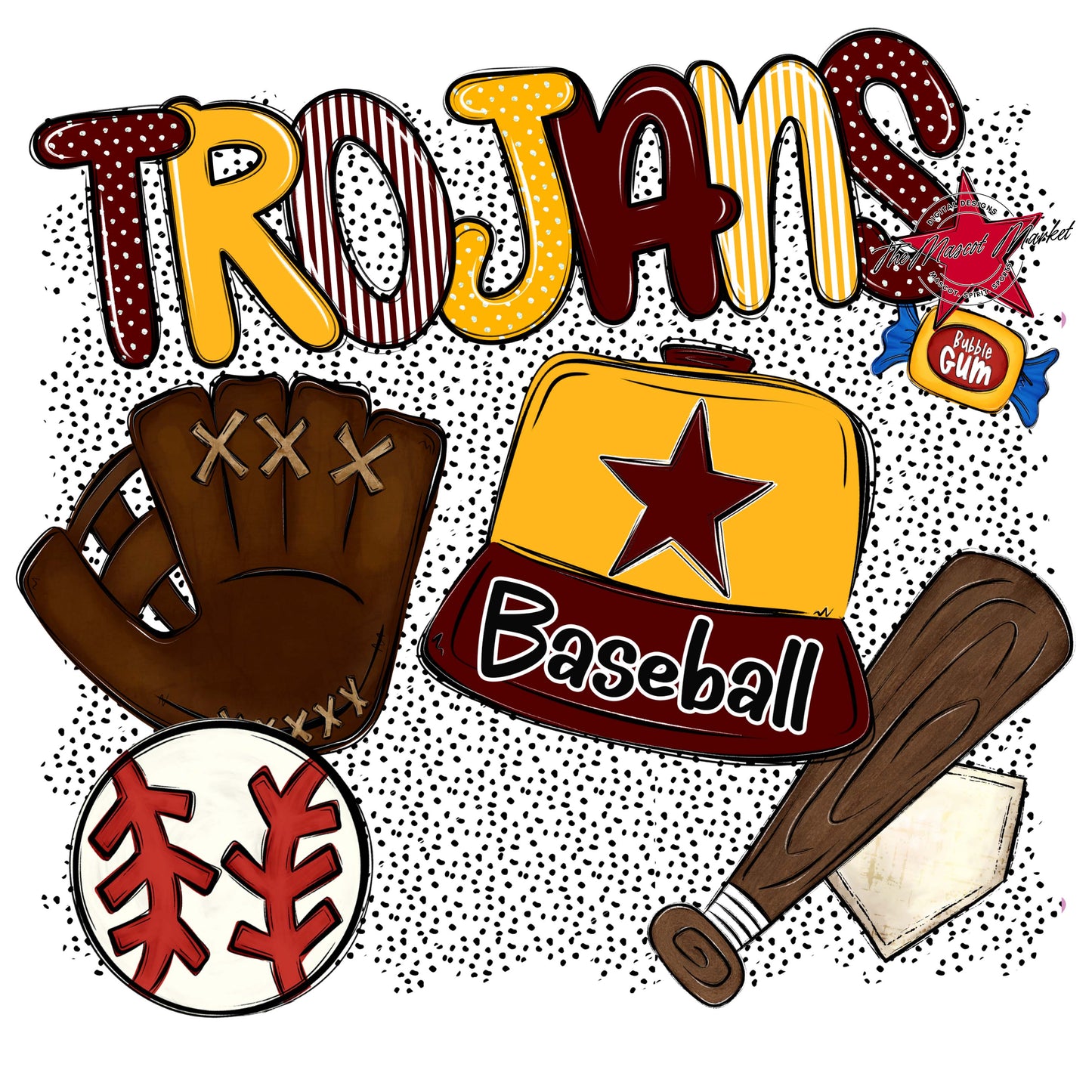 Trojans Baseball Spirit-Maroon & Yellow