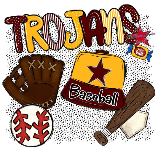 Trojans Baseball Spirit-Maroon & Yellow