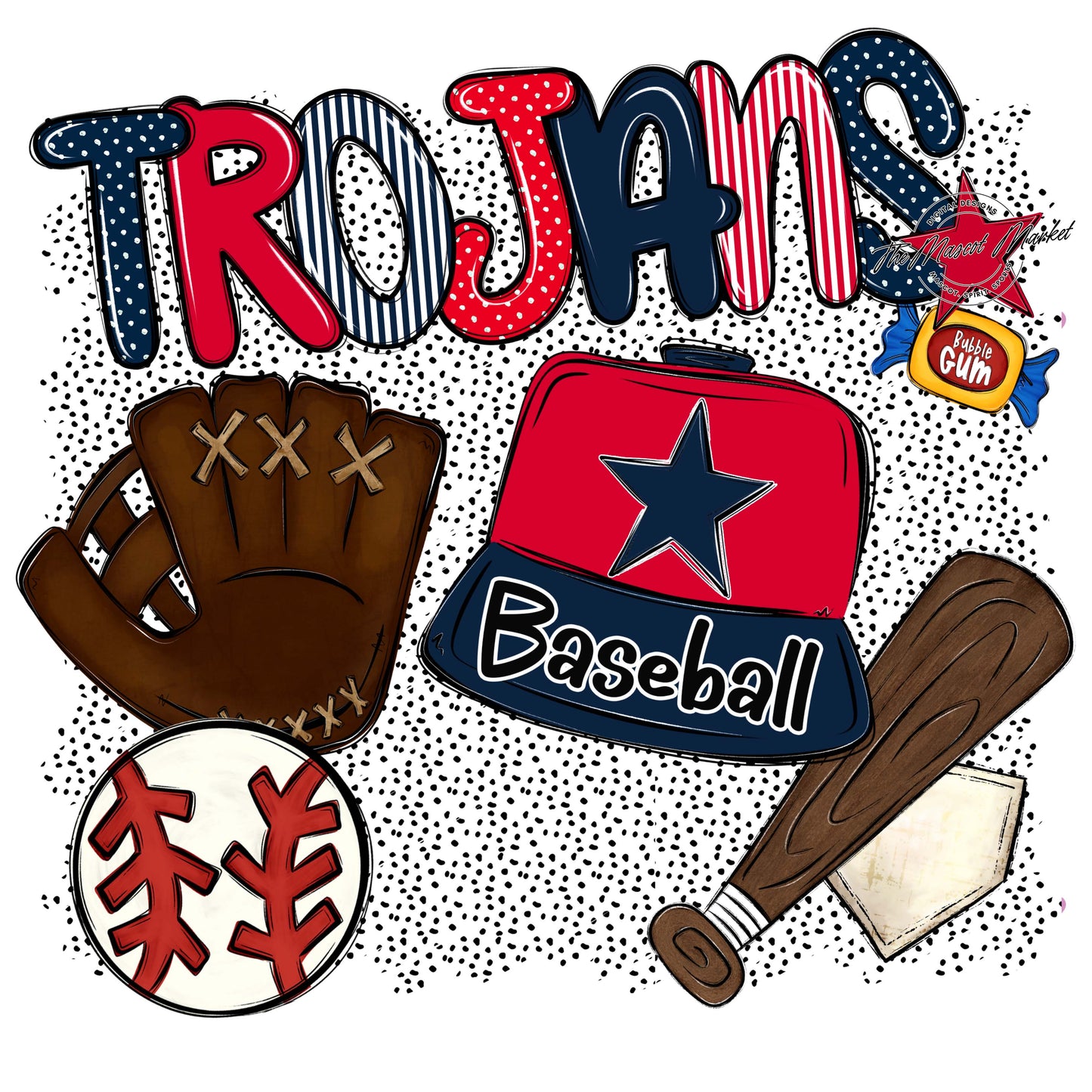 Trojans Baseball Spirit-Navy & Red