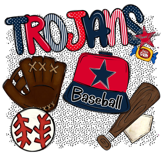 Trojans Baseball Spirit-Navy & Red