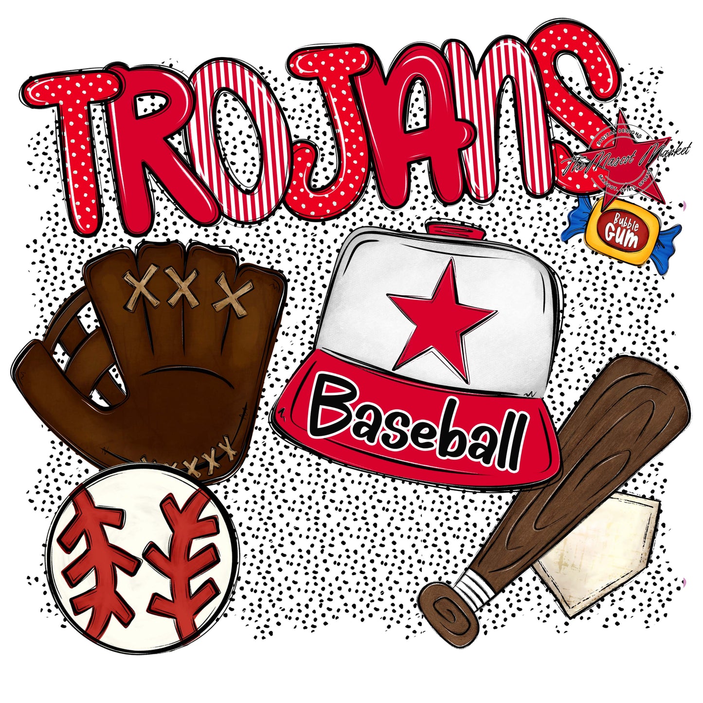 Trojans Baseball Spirit-Red