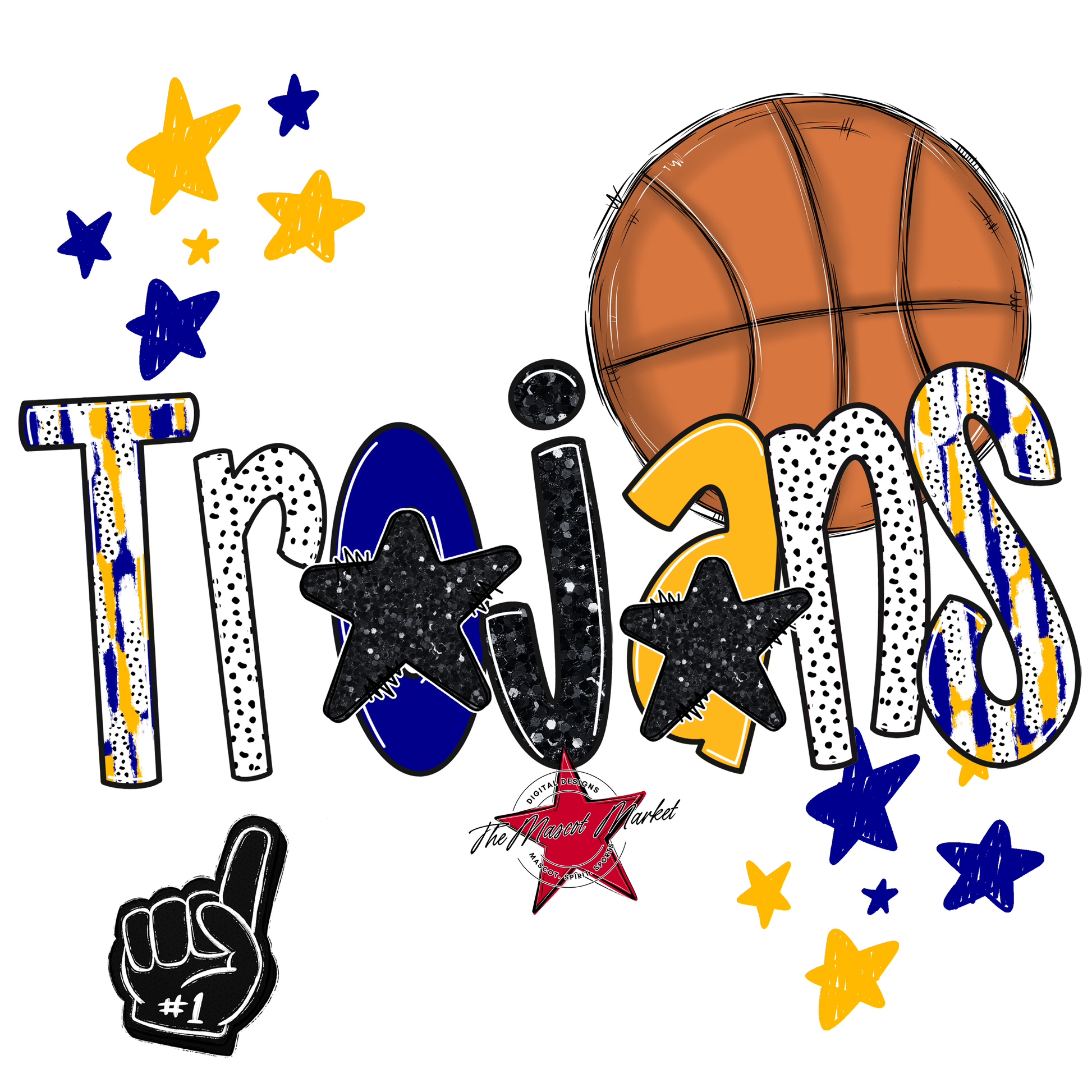 Trojans Basketball Scrape-Blue-Yellow
