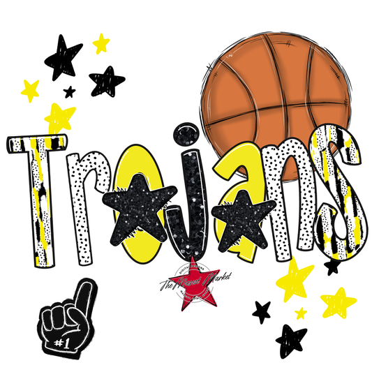 Trojans Basketball Scrape-Bright Yellow