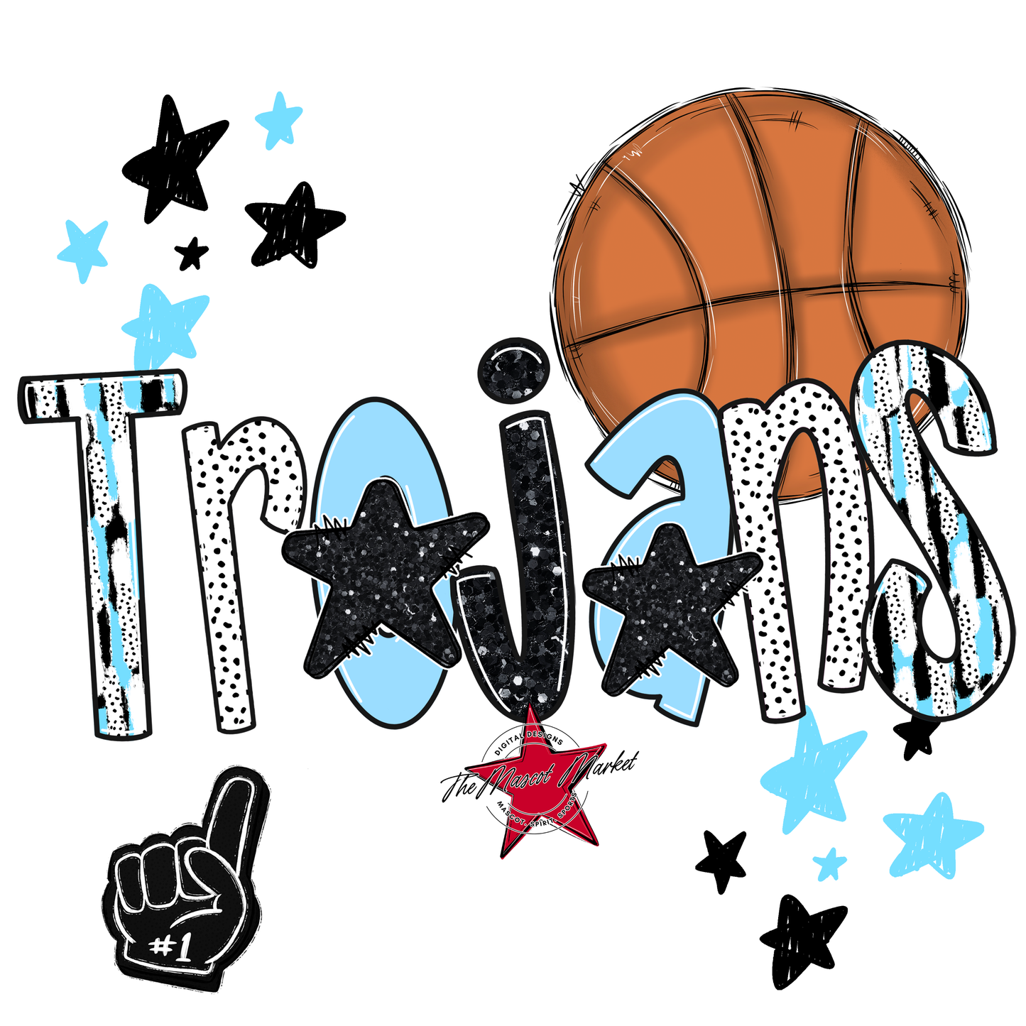 Trojans Basketball Scrape-Columbia Blue