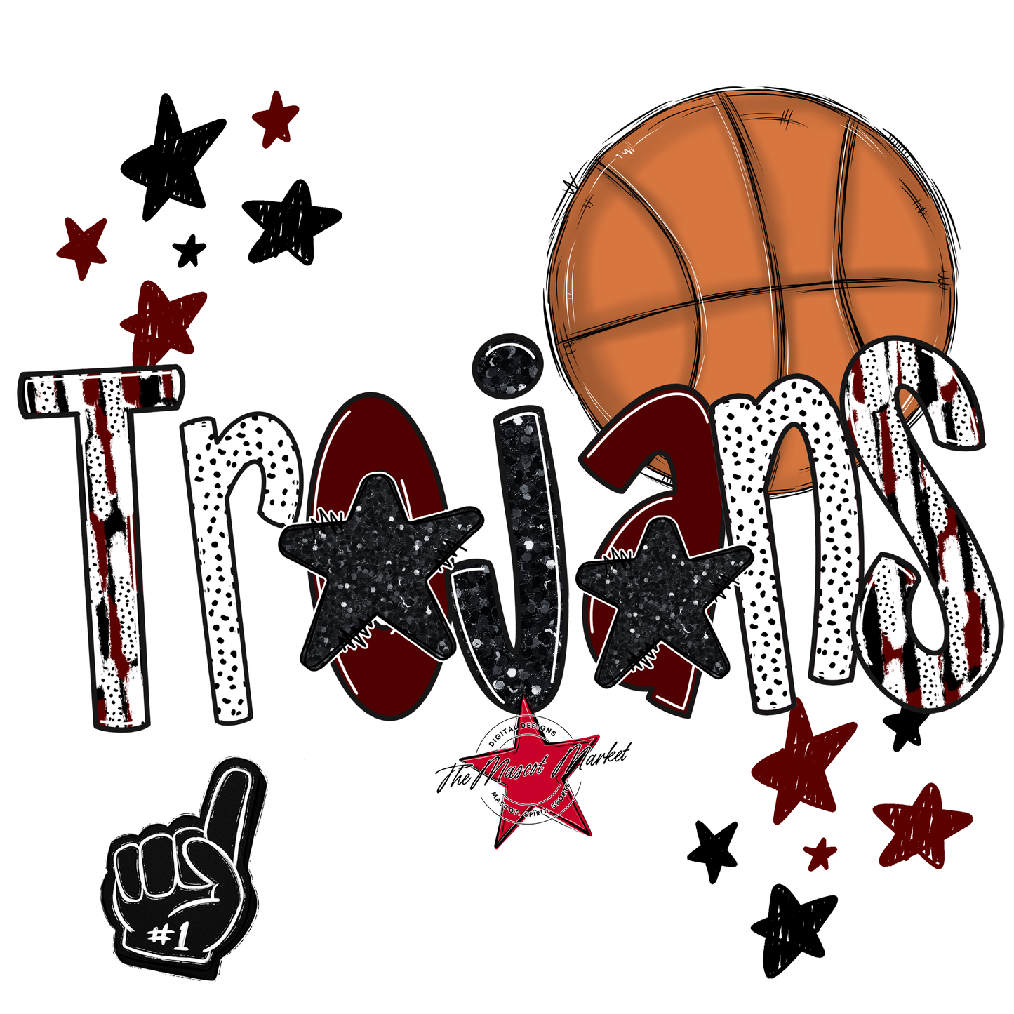 Trojans Basketball Scrape-Maroon