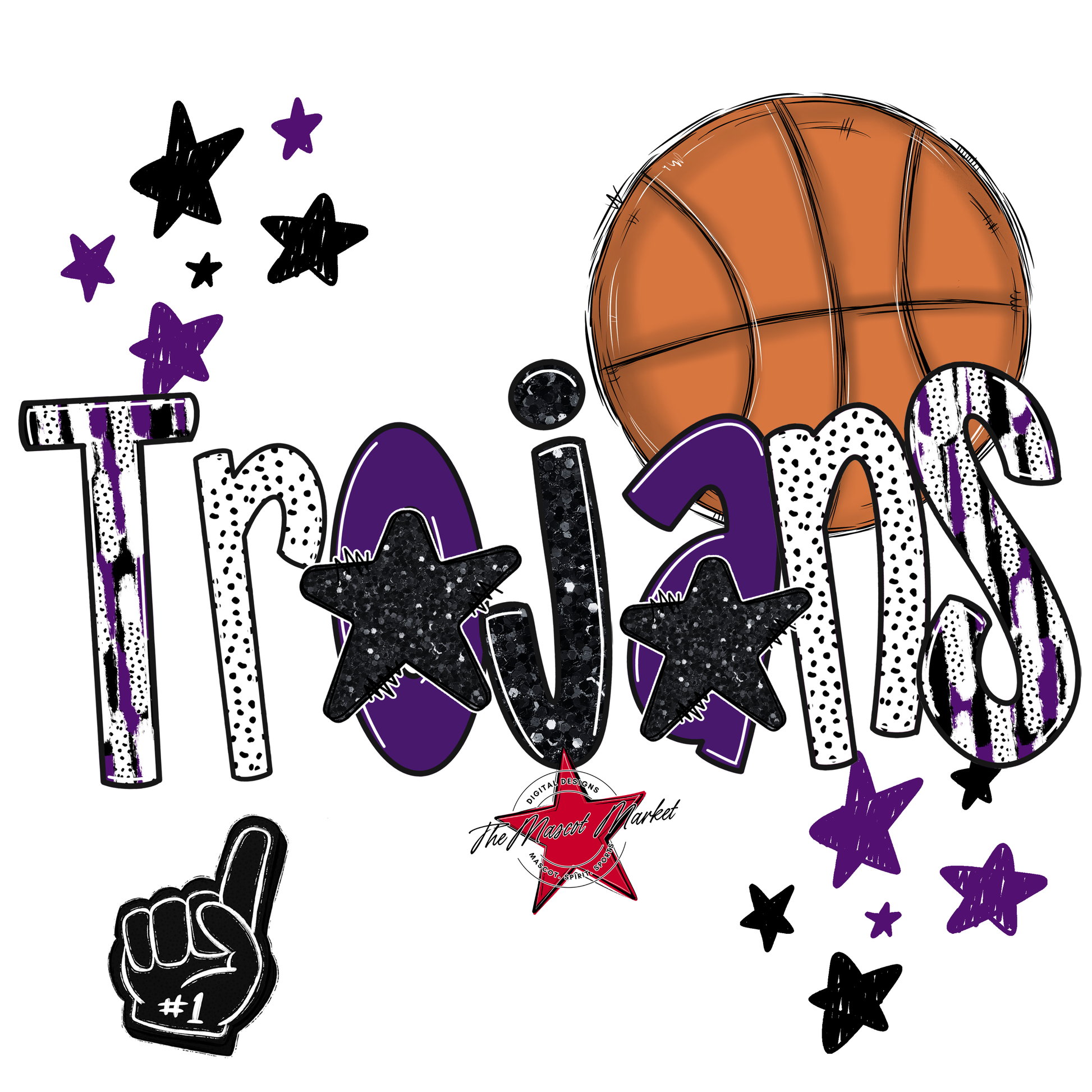 Trojans Basketball Scrape-Purple