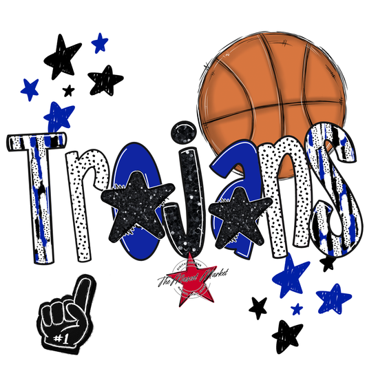 Trojans Basketball Scrape-Royal Blue