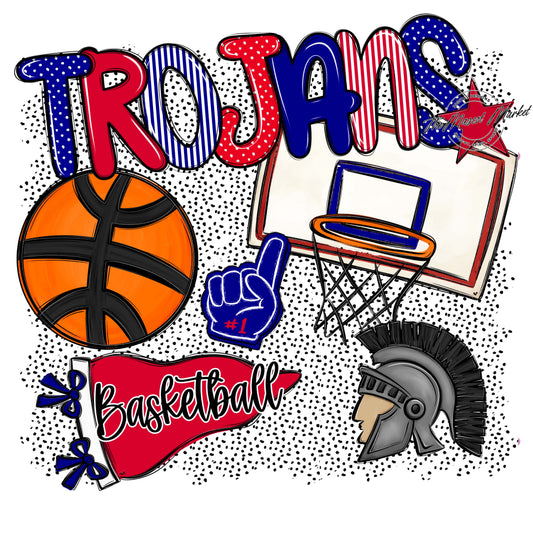 Trojans Basketball Spirit-Blue & Red