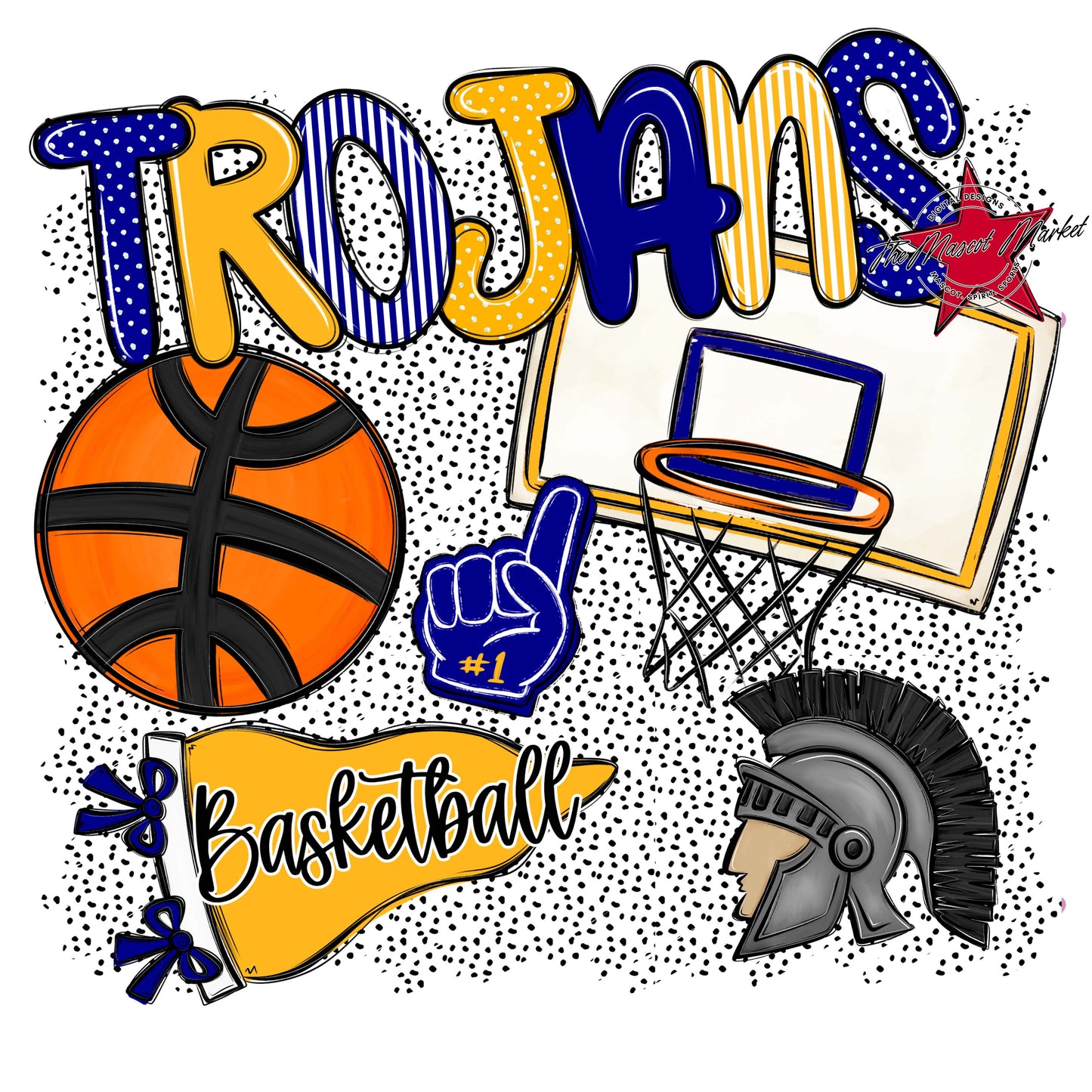 Trojans Basketball Spirit-Blue & Yellow
