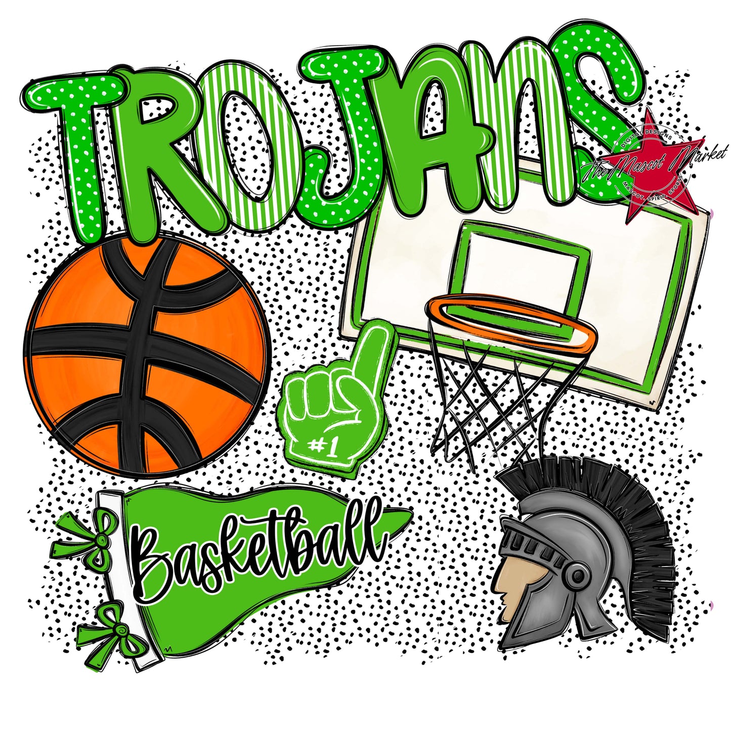 Trojans Basketball Spirit-Bright Green
