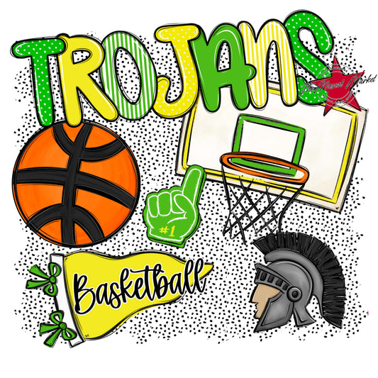 Trojans Basketball Spirit-Bright Green & Bright Yellow