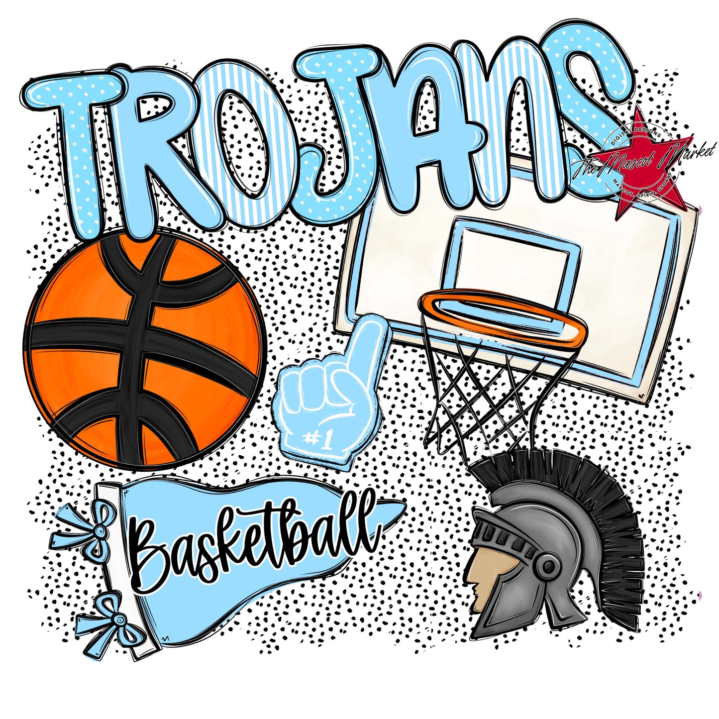 Trojans Basketball Spirit-Columbia Blue