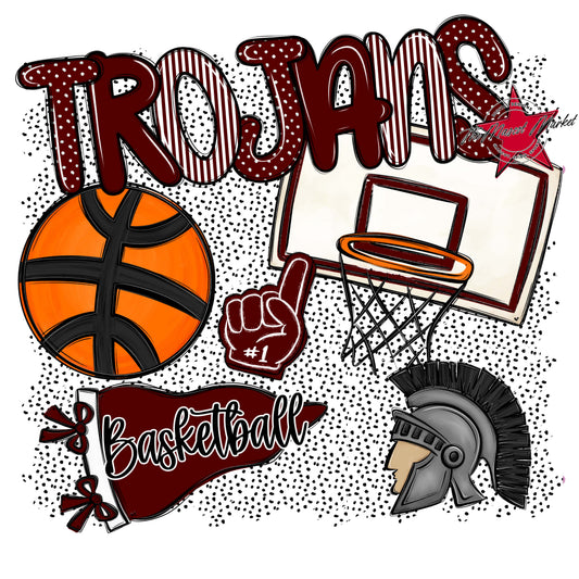 Trojans Basketball Spirit-Maroon