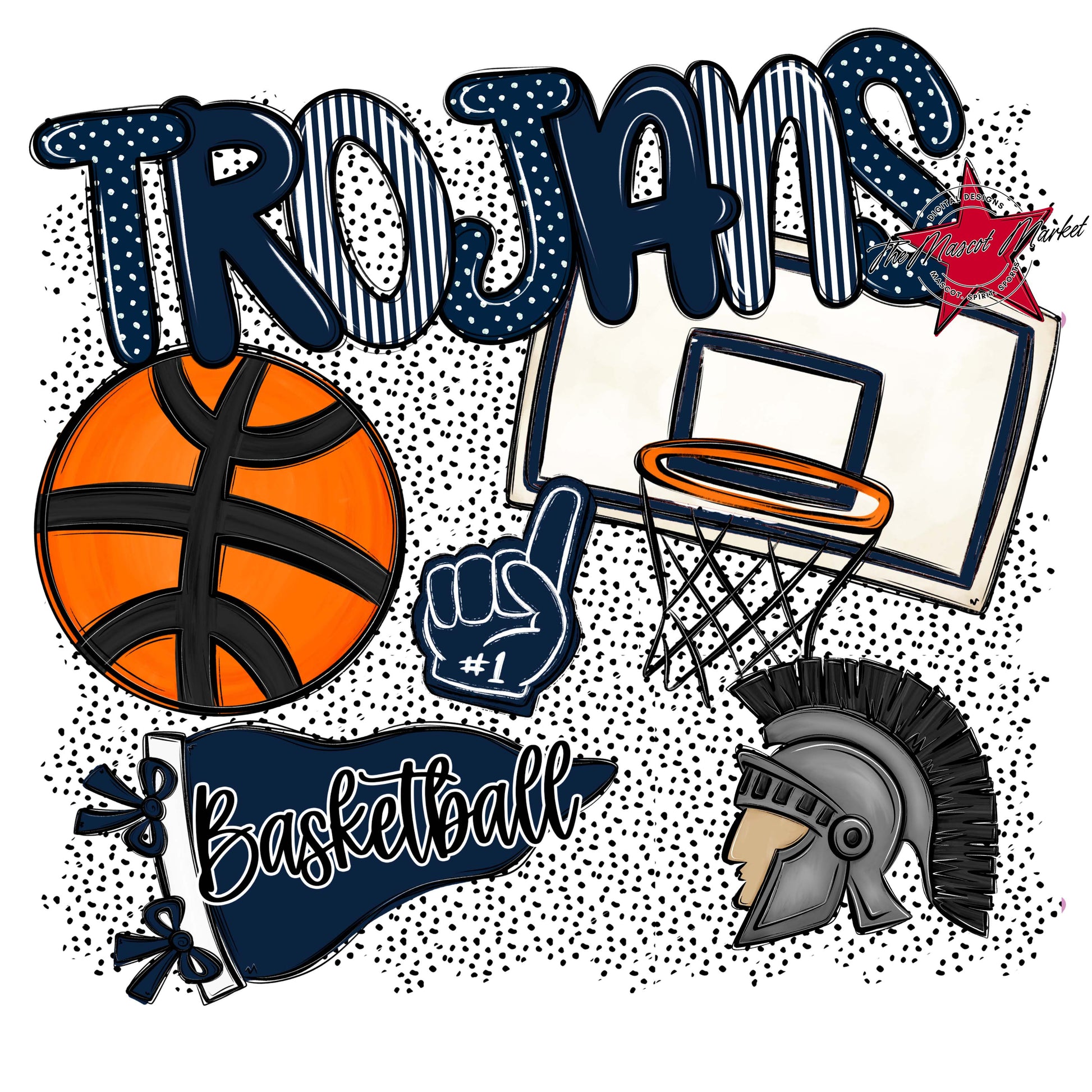 Trojans Basketball Spirit-Navy