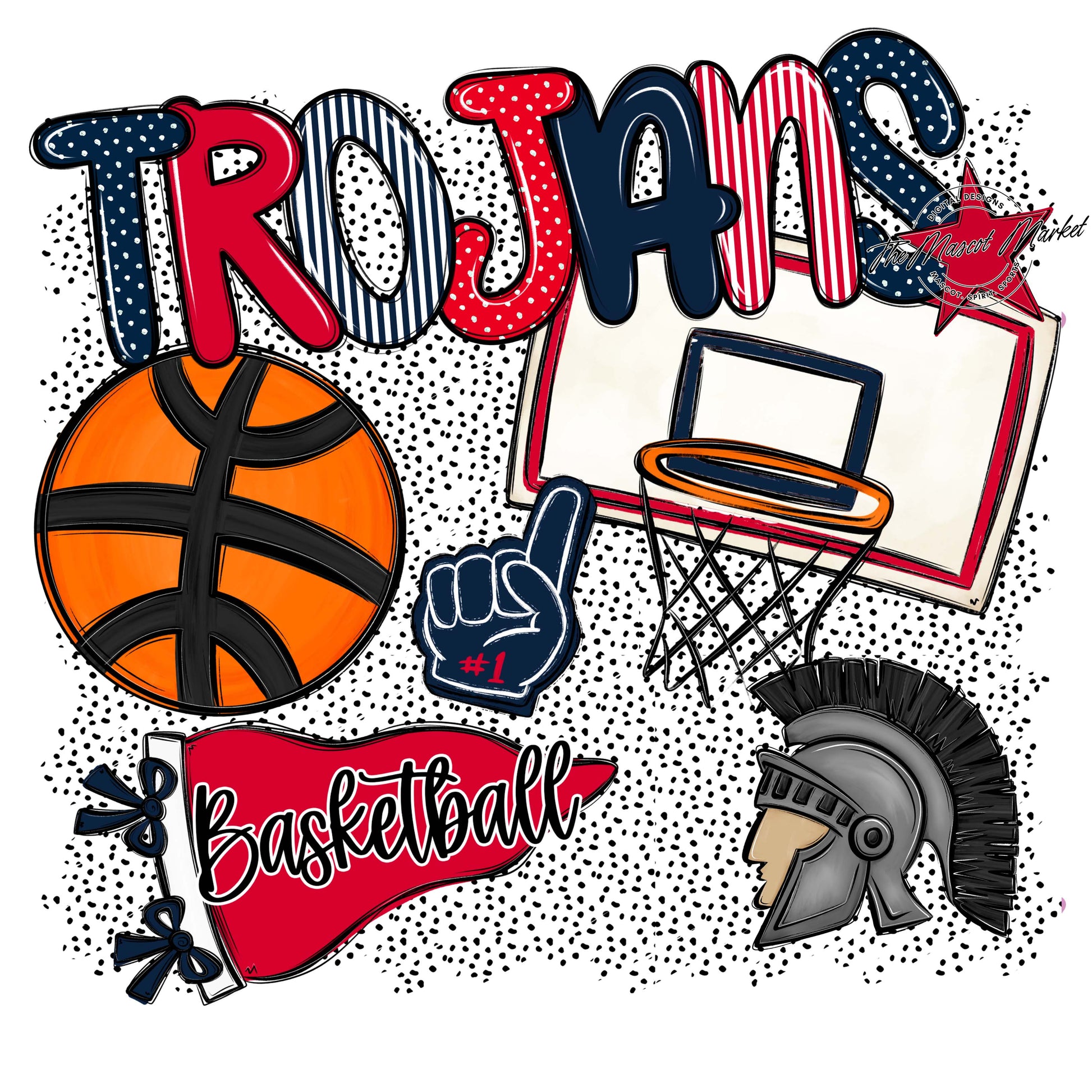 Trojans Basketball Spirit-Navy & Red