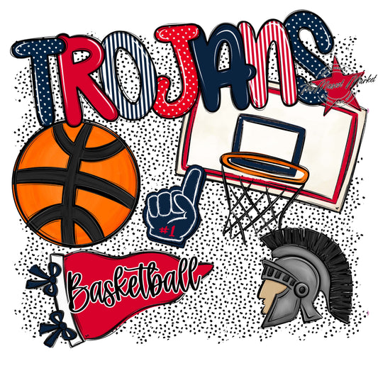 Trojans Basketball Spirit-Navy & Red