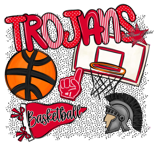 Trojans Basketball Spirit-Red