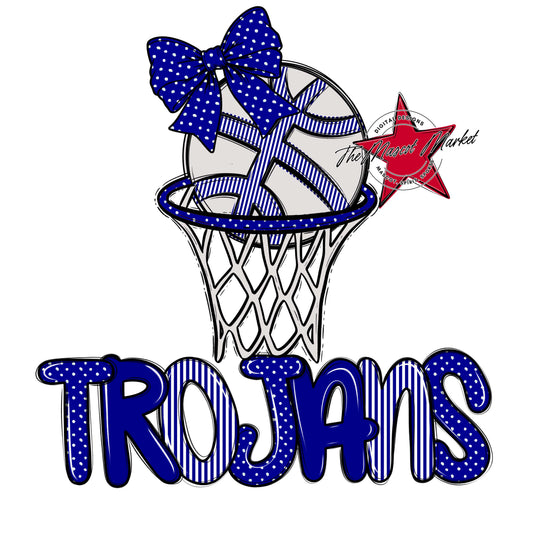 Trojans Basketball Spirit Design-Blue