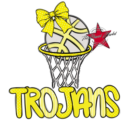 Trojans Basketball Spirit Design-Bright Yellow