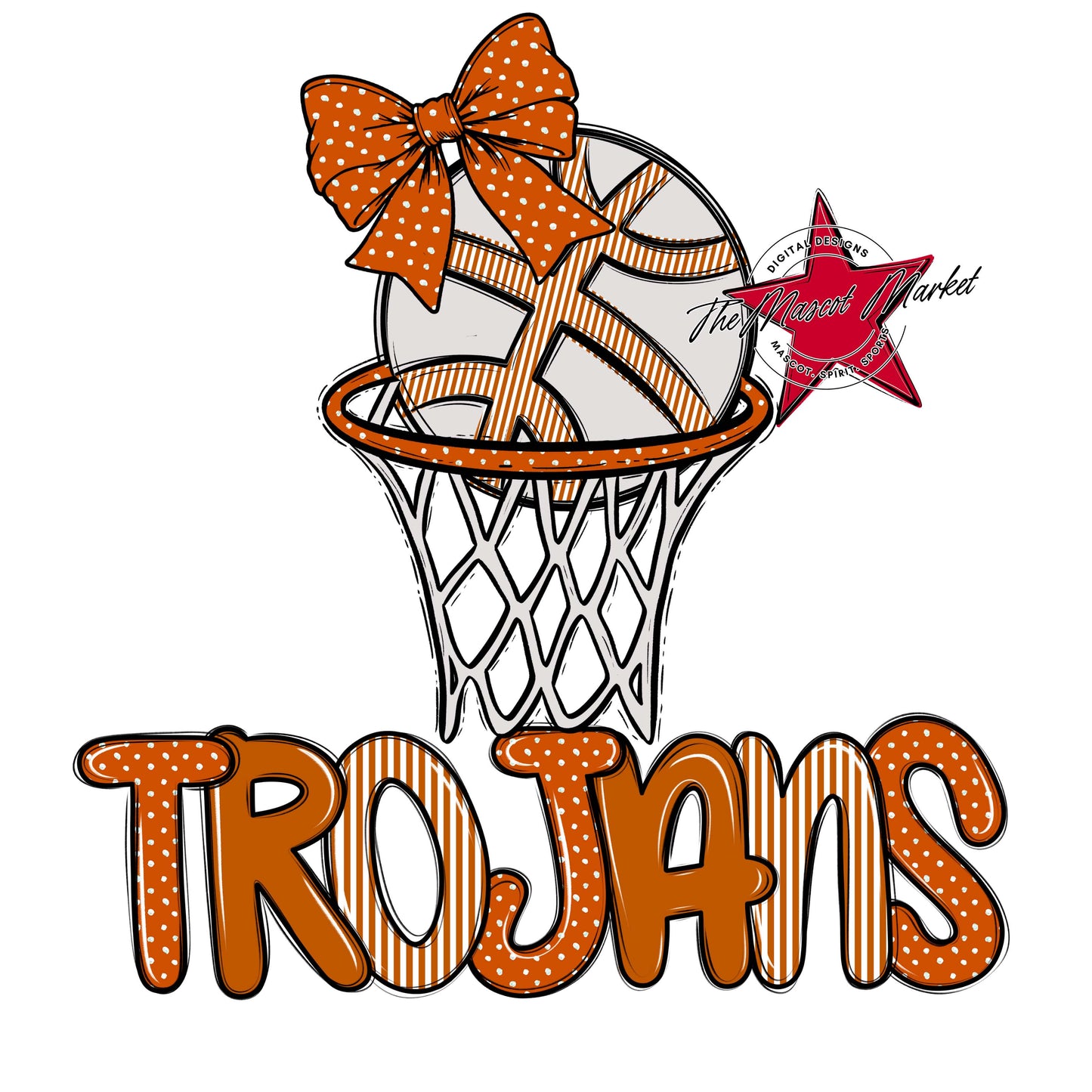 Trojans Basketball Spirit Design-Burnt Orange