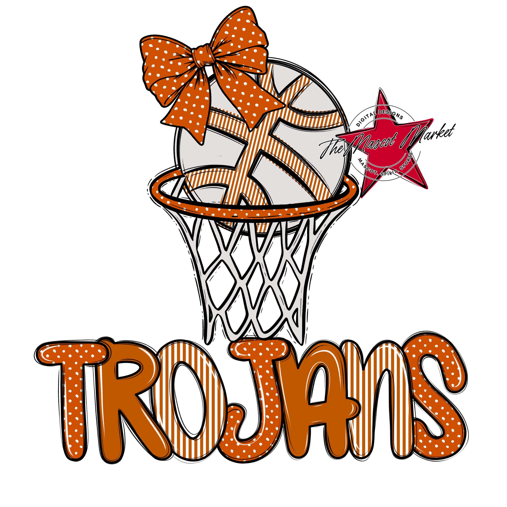 Trojans Basketball Spirit Design-Burnt Orange