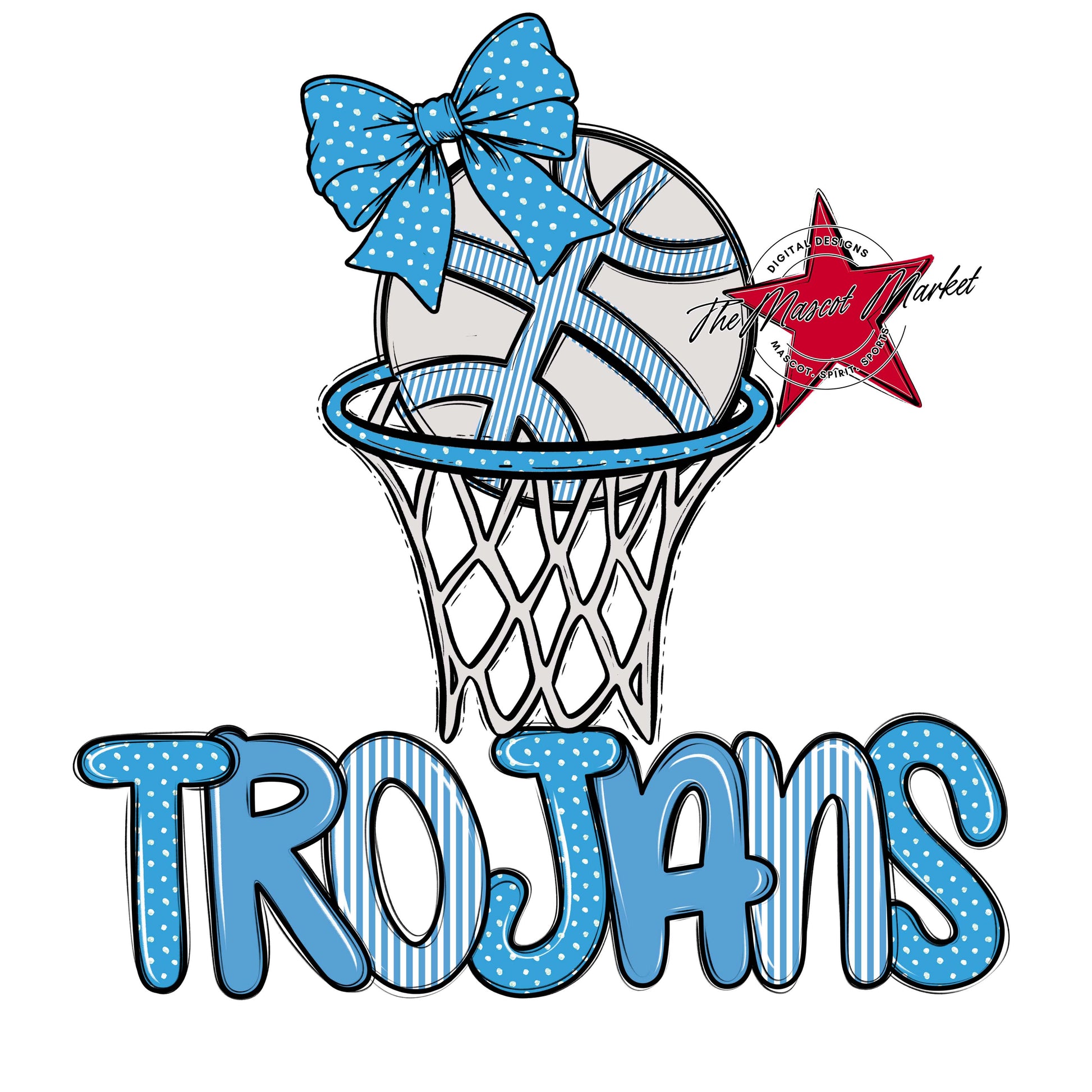 Trojans Basketball Spirit Design-Carolina Blue