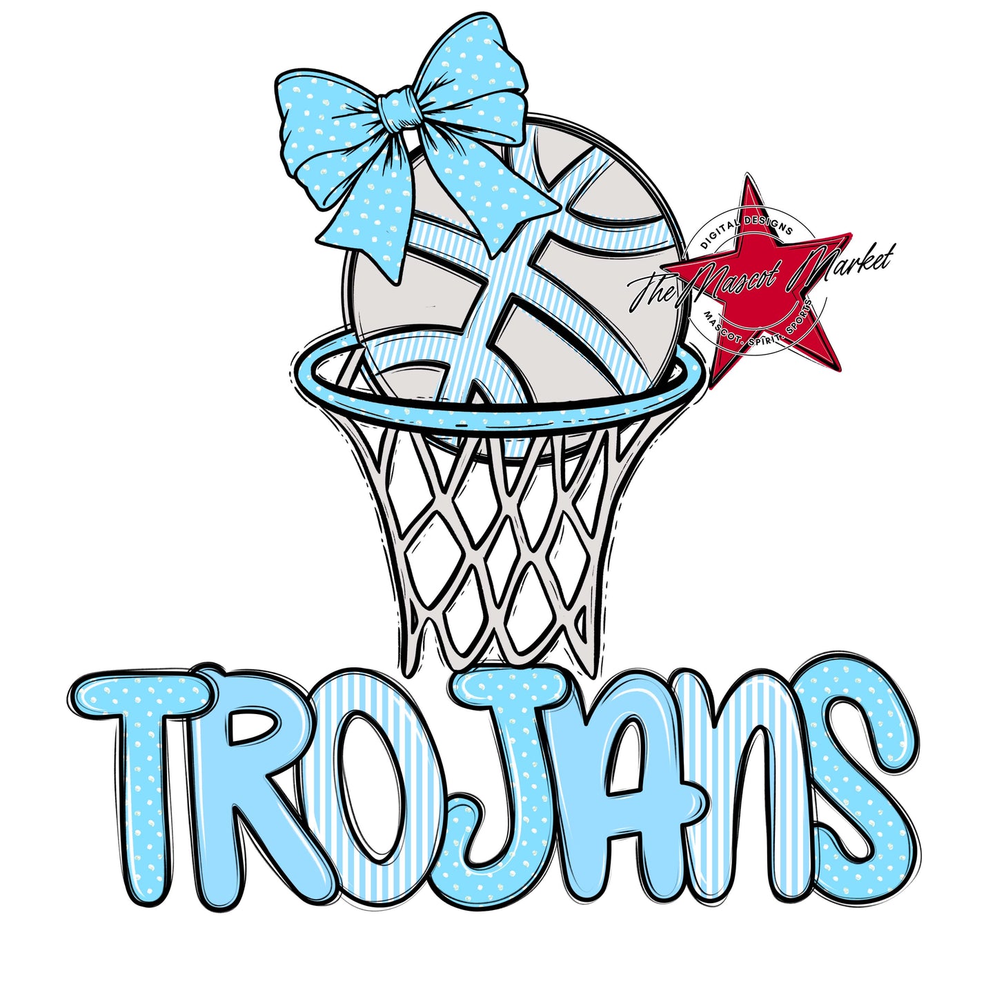Trojans Basketball Spirit Design-Columbia Blue