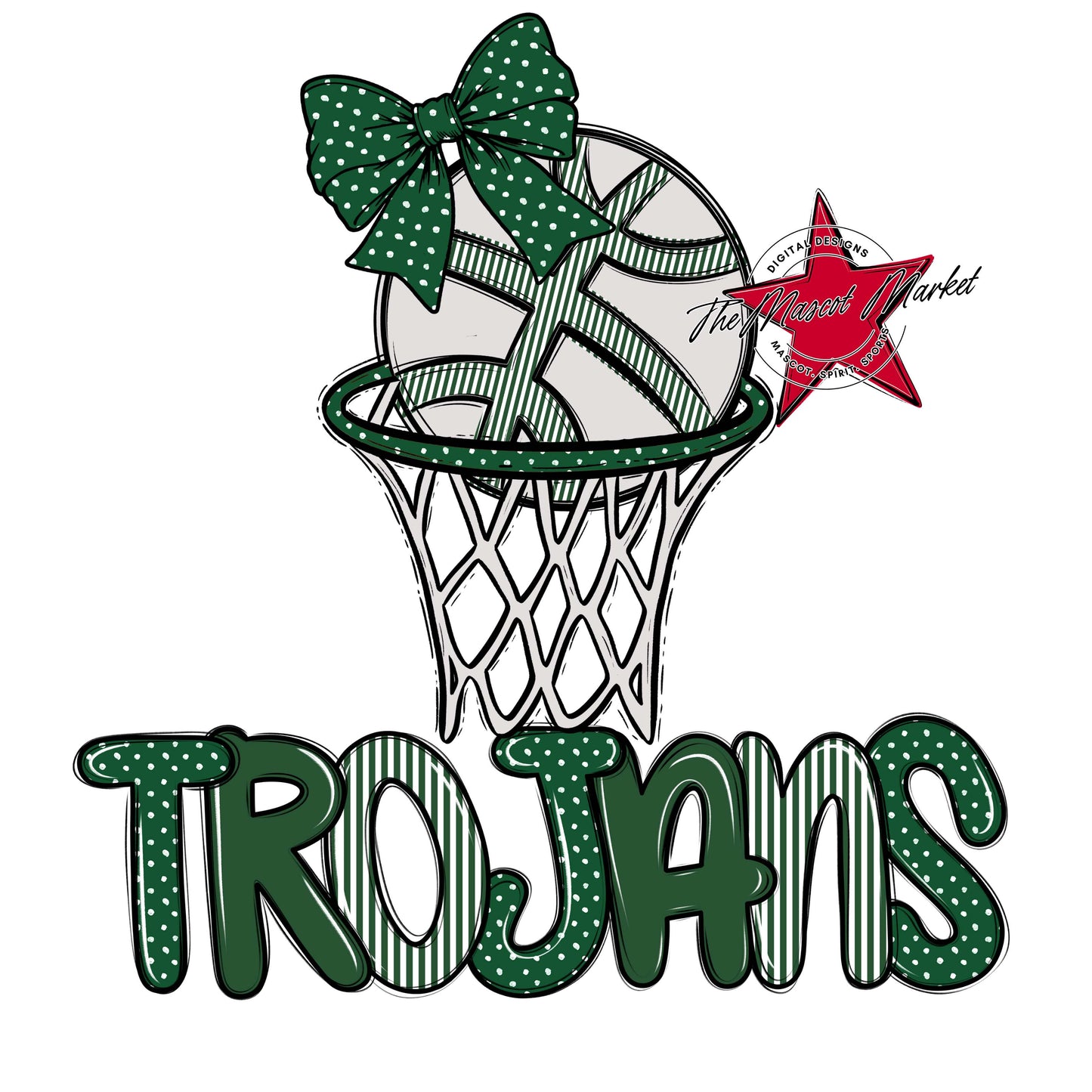 Trojans Basketball Spirit Design-Green