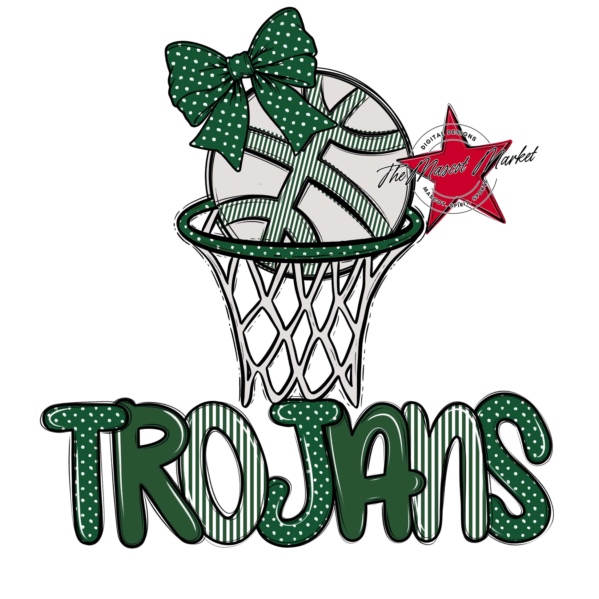 Trojans Basketball Spirit Design-Green